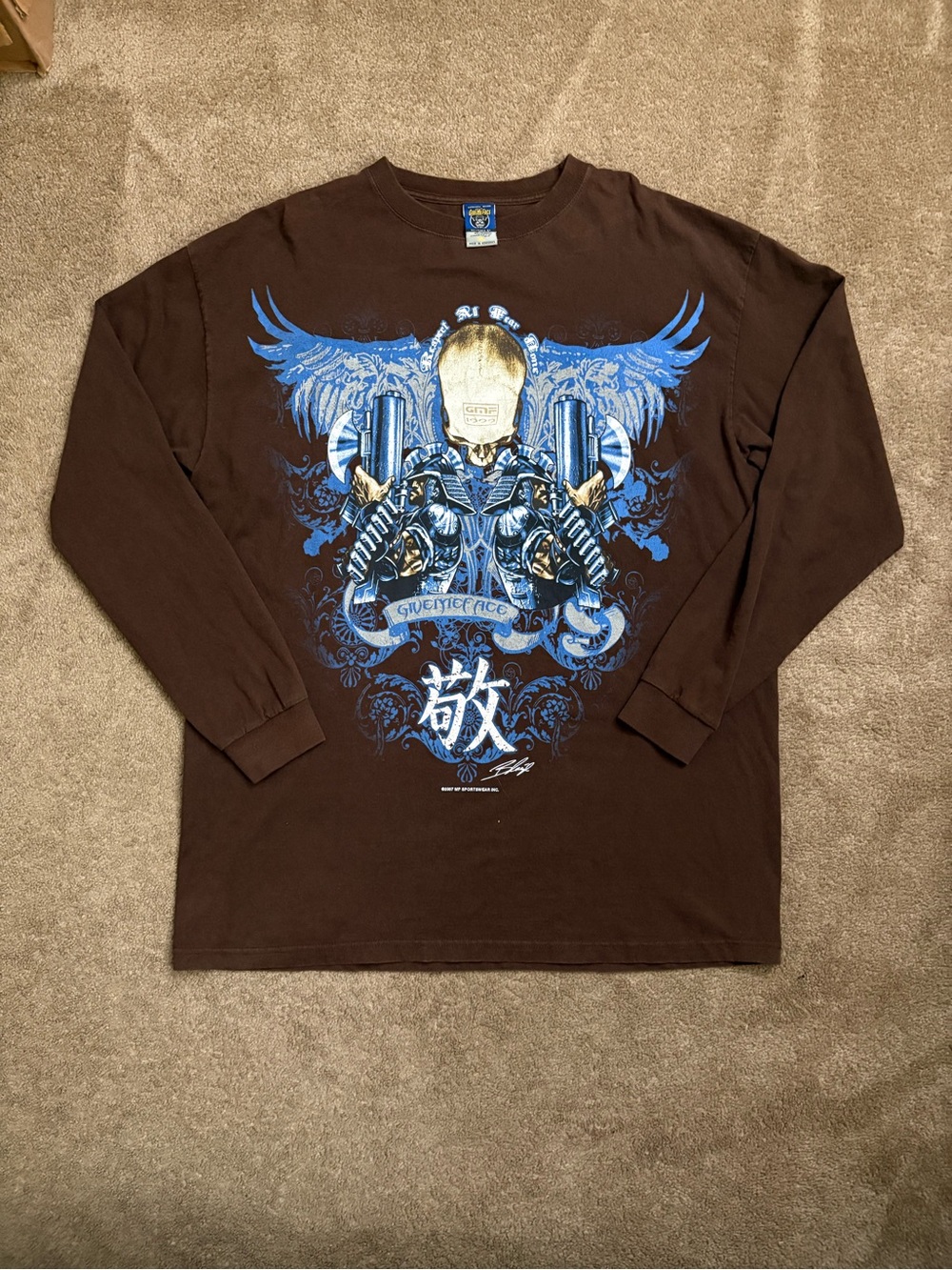 Y2K MP Sportswear Give Me Face Long Sleeve Urban Samurai Gaming T-Shirt XL 2007